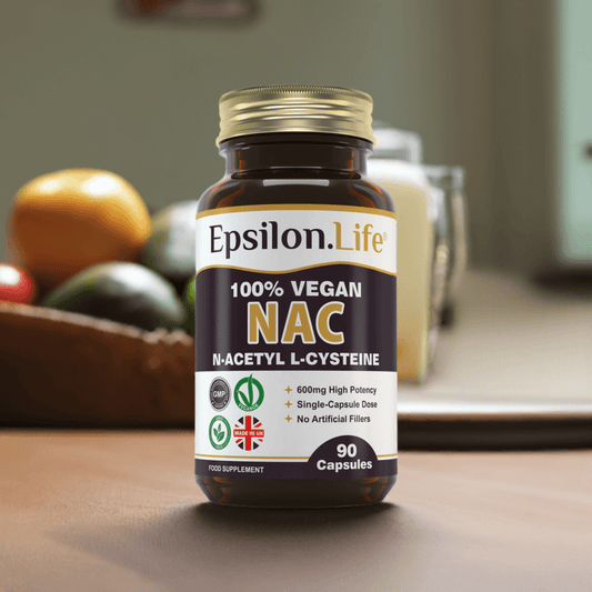 epsilon life nac n-acetyl-cysteine 600mg vegan capsules no artificial fillers made in the uk