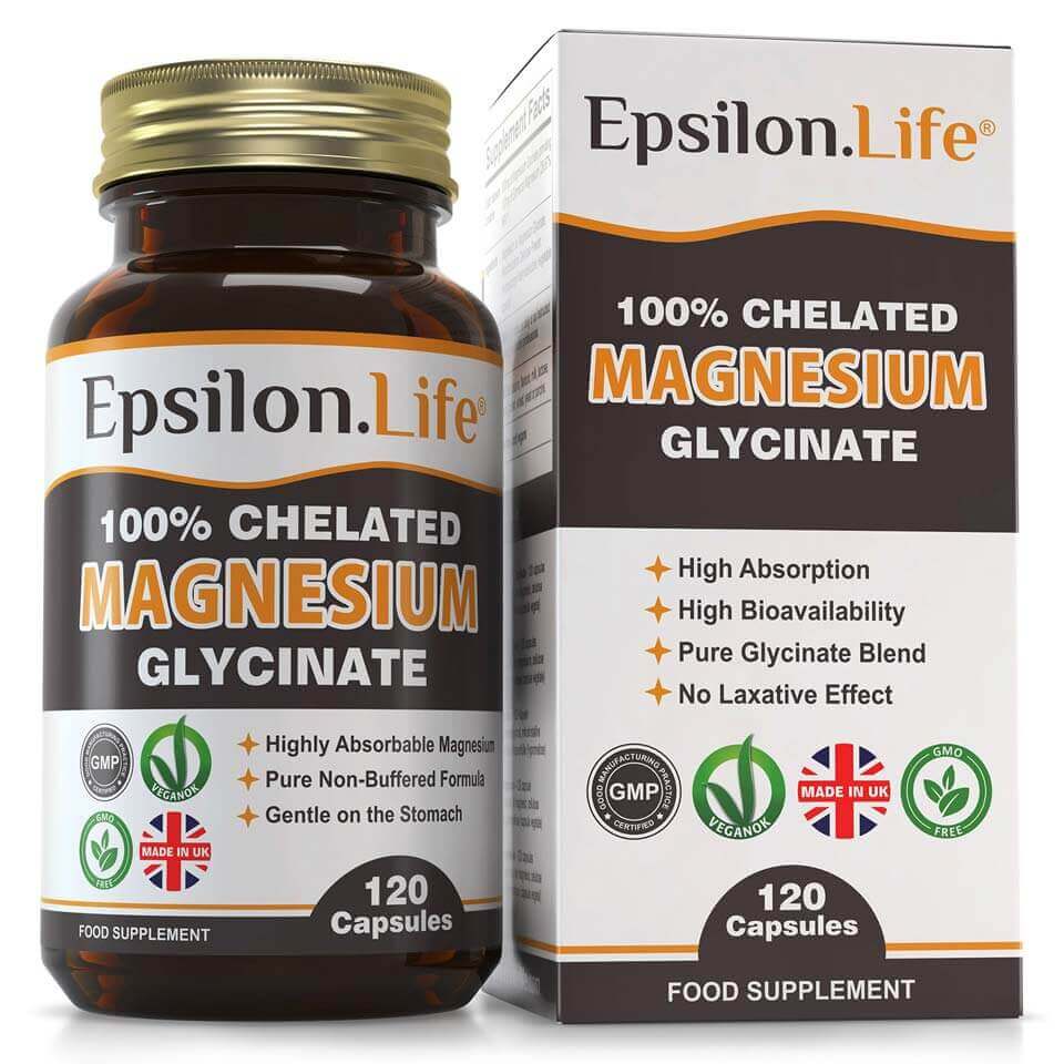 magnesium glycinate capsules - epsilon life - no artificial additives - unbuffered formula - made in the uk