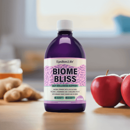 biome bliss gut health supplement with live bacteria ginger and herbs 