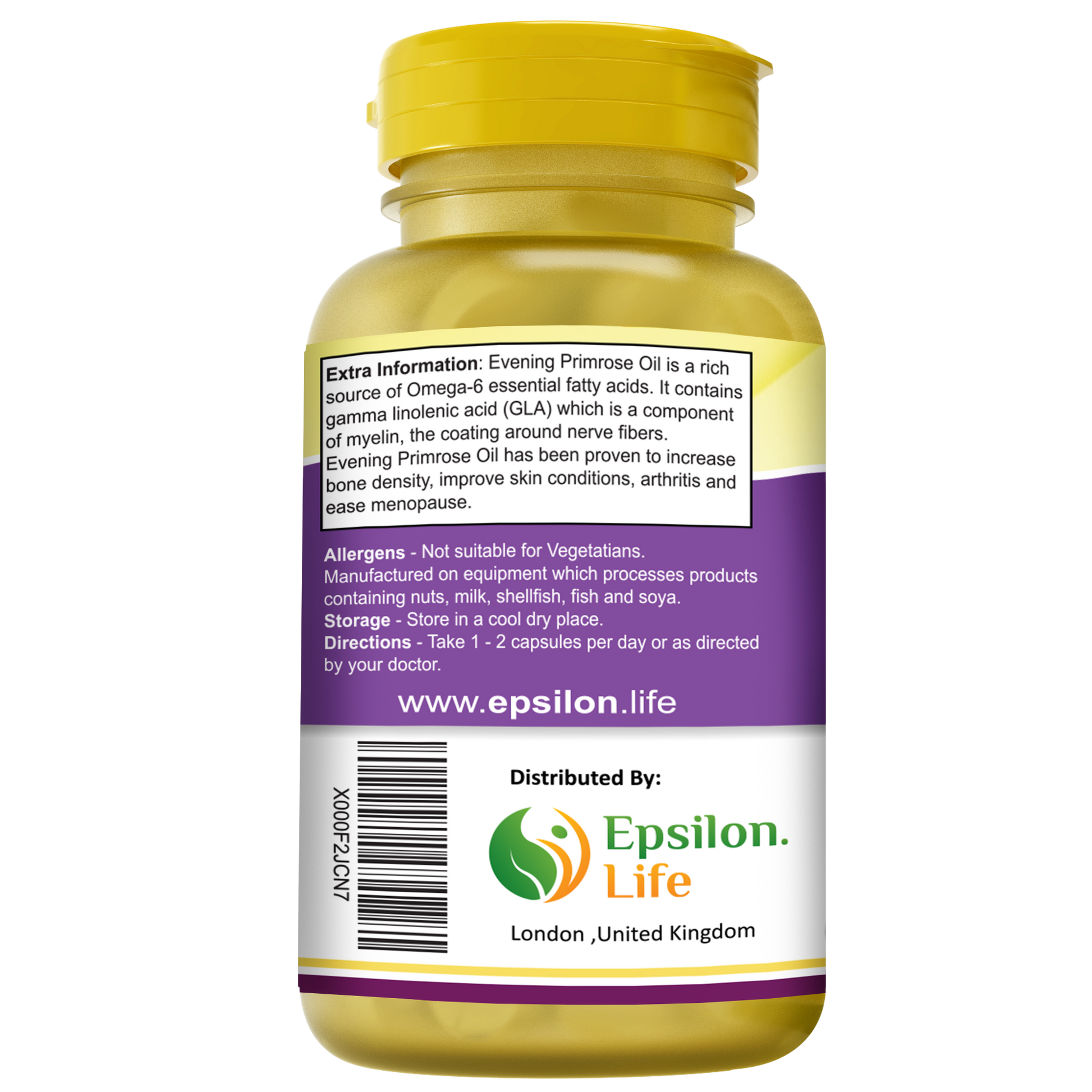 Epsilon Life Evening Primrose Oil contains Gamma Linolenic Acid